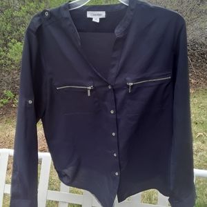 Calvin Klien Black blouse button up large